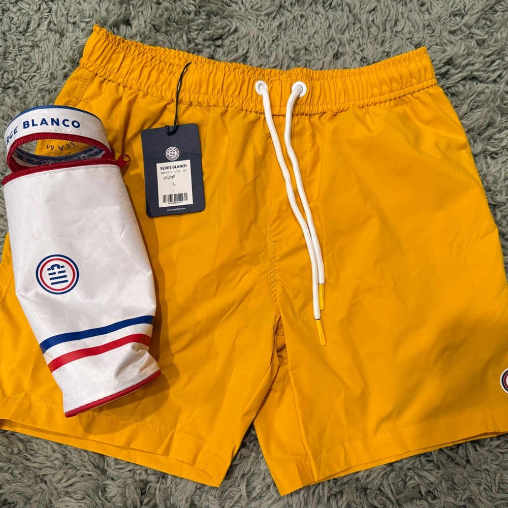 Serge Blanco Men's Yellow Swim Trunks